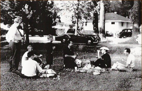 J.Alfsen, 2 sons, T. Lepoidvin, A.Chiarandini,his son, & Don Fraser in Uxbridge June 1955